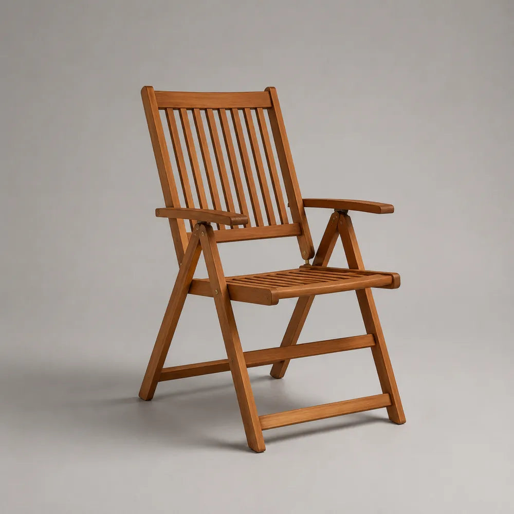 Sedia da giardino pieghevole 55 x 65 x 90 cm in legno massello effetto acacia con braccioli e schienale a doghe