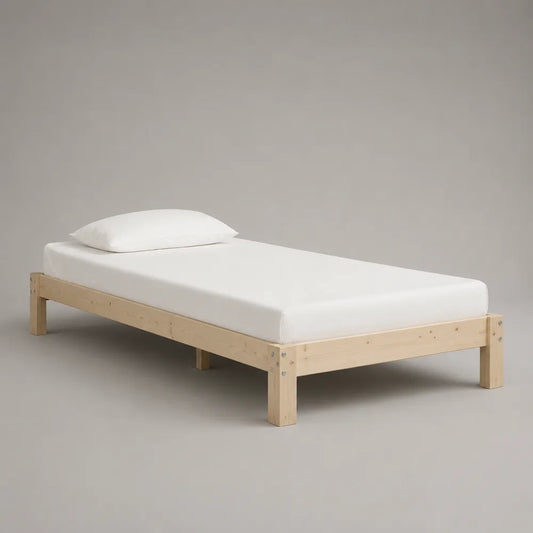 Letto singolo 90 x 200 cm struttura in pino massello rettangolare senza testiera colore pino chiaro naturale